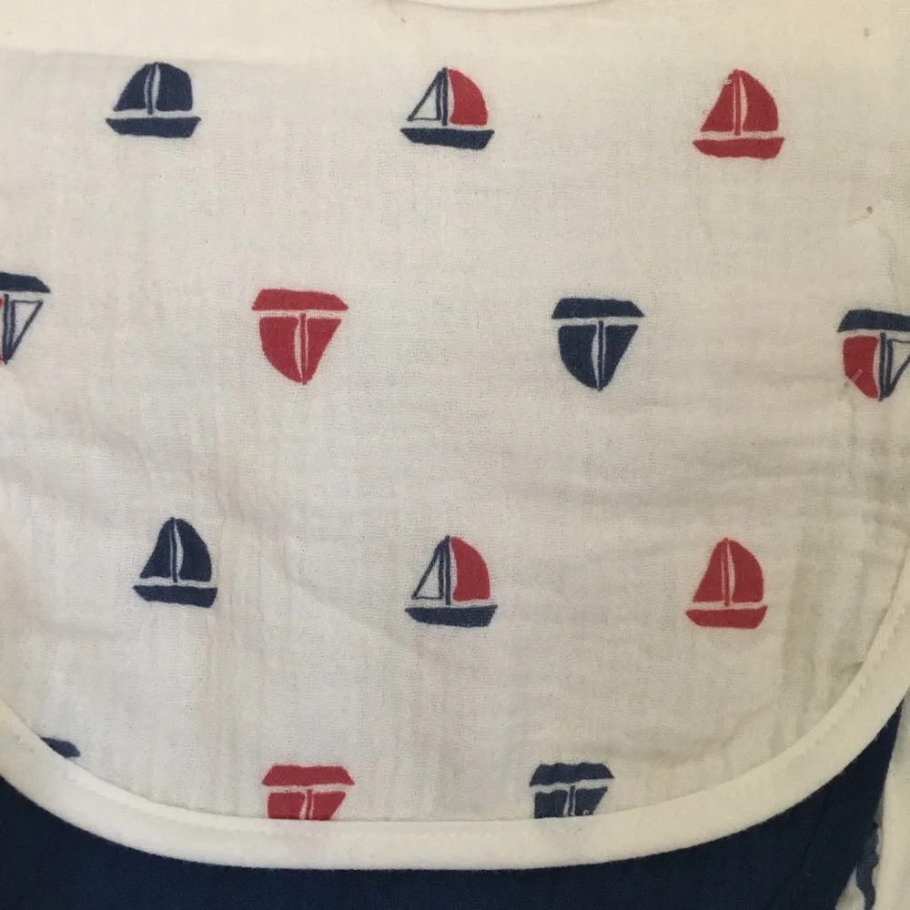 Baby Burp Cloths 3pk Cotton Sailboat Theme Soft Absorbent NEW | Apple + Ivy
